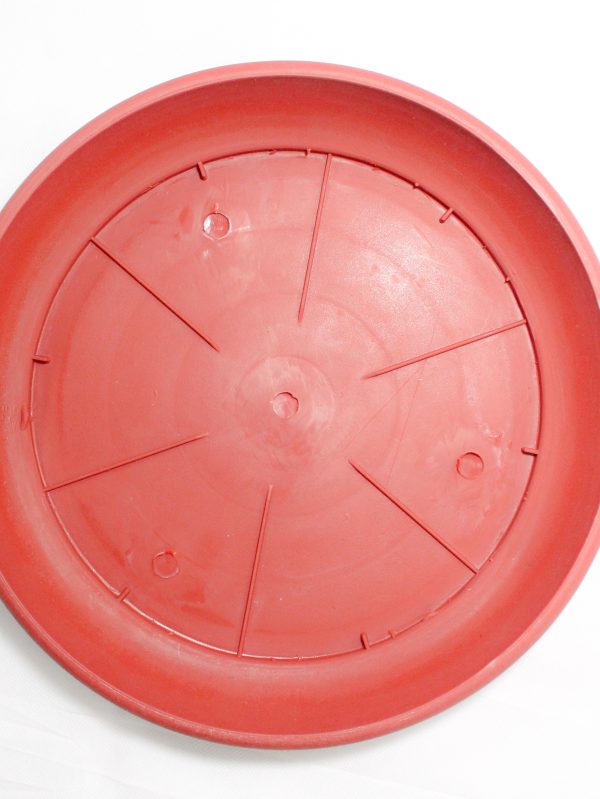 Red Plastic Pot Bottam Tray Round 14inch