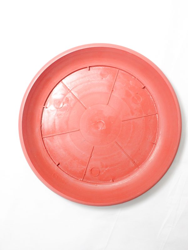 Red Plastic Pot Bottam Tray Round 12inch
