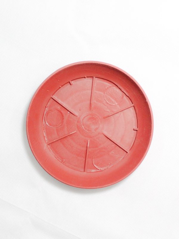 Red Plastic Pot Bottam Tray Round 6inch